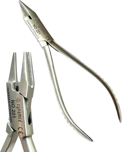 Vista 2 de Alicates de ortodoncia de ortodoncia alemana de alta calidad de 3 puntas Alicates de doblado de alambre dental Priple Beak Lab