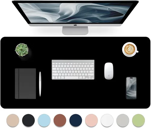 Vista 40 de Bloss Tapete de escritorio beige de 23.6 x 13.8 pulgadas, tapete de escritorio para escritorio, alfombrilla de mouse de cuero grande impermeable