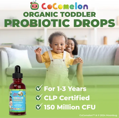Vista 8 de MaryRuth Organics Gotas líquidas probióticas de Cocomelon para niños pequeños Probióticos para niños de 1 a 3 años 5 cepas probióticas 150 mil