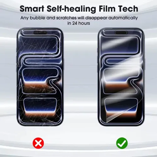Vista 4 de Paquete de 2 protectores de pantalla de película de hidrogel suave para iPhone 17, película protectora mejorada de TPU flexible irrompible