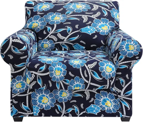 Vista 23 de hyha Funda para sofá, fundas para sofá biplaza, diseño floral, elásticas, estampadas, 3 piezas, fundas para sofá de 2 cojines separados, protector