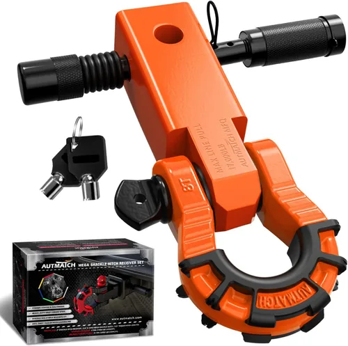 Vista 30 de AUTMATCH Receptor de enganche de grillete de 2 pulgadas con grillete de anillo Mega D de 3/4 pulgadas y pasador de bloqueo de enganche de remolque