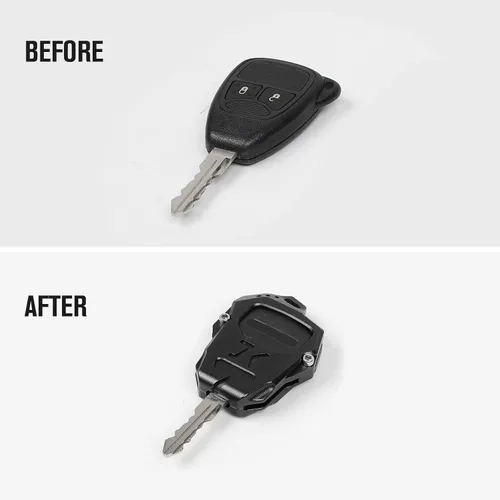Vista 5 de JeCar - Funda para llavero de aleación de aluminio, accesorios de protección para Jeep Wrangler JK JKU 2008-2017
