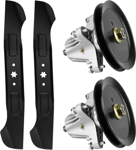 Kit de reconstrucción de cubierta de cortacésped para MTD Cub Cadet de 46 pulgadas, incluye 2 husillos 918-06977 918-06977A, 2 cuchillas 742-04244