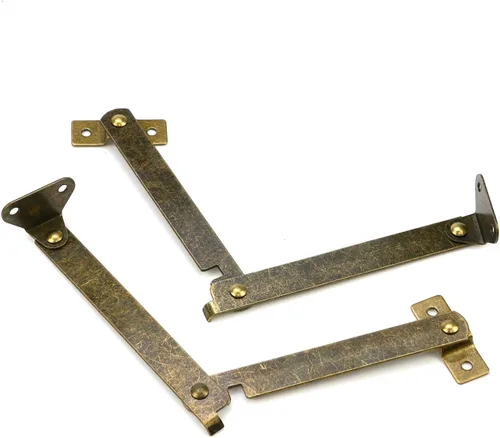 Vista 7 de 6 Piezas Bisagras de Soporte de Tapa Negras, Giratorias Plegables para Muebles, Bisagra de Soporte de Tapa con Elevación para Ventana Pequeña