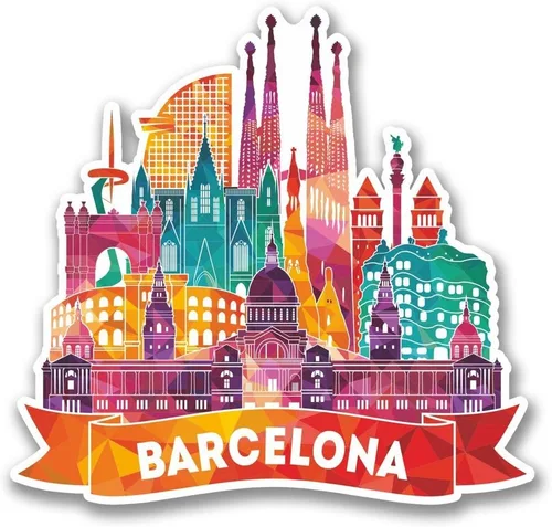 Barcelona Catalunya - Adhesivo de vinilo para parachoques de coche, para portátil, equipaje de viaje, 5 unidades