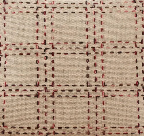 Vista 3 de SARO LIFESTYLE Isla Berry Design - Almohada de cuadros cosida con relleno de plumón, 20 x 20 pulgadas, natural