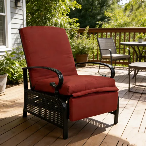 Vista 11 de Kozyard Sillón reclinable ajustable para exteriores, tumbona acolchada para patio con marco de metal extensible para tomar el sol, leer y relajarse