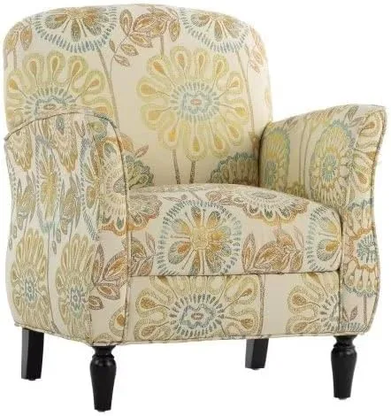 Vista 5 de TRIPLE TREE Sillas decorativas, silla moderna de tela de lino con patas de madera maciza y respaldo suave, silla de sofá individual tapizada cómoda