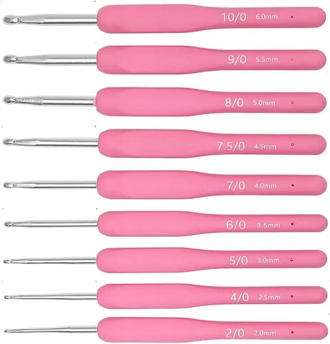 Vista 9 de Juego de ganchos de ganchillo ergonómicos, agujas de ganchillo de silicona y agujas de tejer para manos artríticas, mangos de ganchillo de agarre