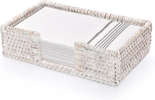 Vista 11 de Sumnacon Servilletero, Servilletero Cuadrado de Ratán para Mesa de Mimbre de Encimera, Servilleteros para Cóctel Servilleteros Rústicos para Cocina