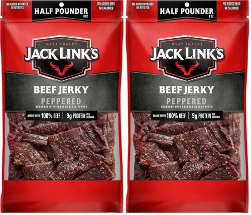 Vista 11 de Jack Link's carne de res Jerky, original, bolsa grande de media libra - bocadillo de carne sabrosa, listo para comer, aperitivos de proteína con 10g