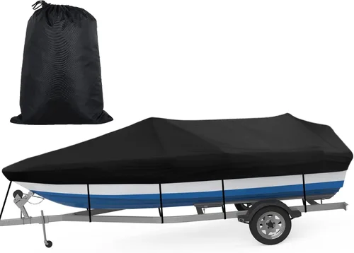 Funda para Barco, Funda para Barco de Amarre y Remolque para Todo Clima para Lanchas Runabout con Casco en V, Motores Fuera de Borda y Barcos Bass