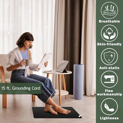 Vista 3 de Alfombrilla de Conexión a Tierra Más Cable de Conexión a Tierra. Terapia de Pies con Conexión a Tierra, Alfombrilla de Escritorio con Conexión a