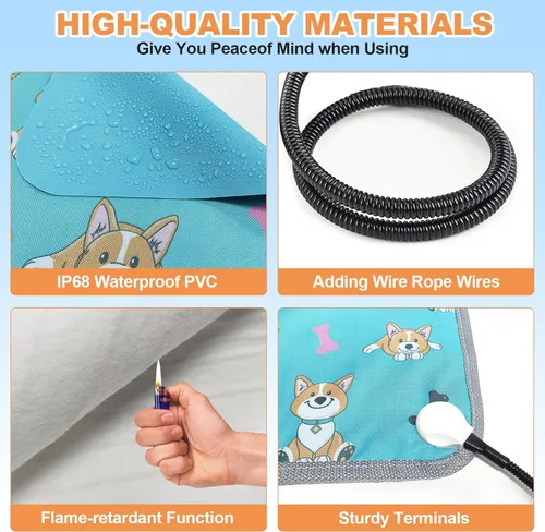 Vista 4 de Almohadilla térmica eléctrica para gatos de 18 x 18 pulgadas con control digital de temperatura, alfombrilla de cama climatizada para mascotas