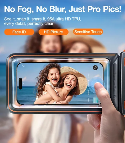 Vista 5 de TORRAS IPX8 - Funda impermeable para teléfono flotante, pantalla subacuática táctil, a prueba de agua con cordón para iPhone 17 Pro Max 16 S26