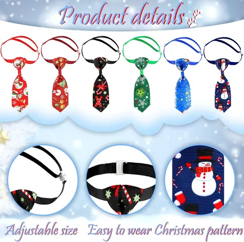 Vista 5 de Frienda Corbatas de Navidad para perros, 6 piezas ajustables para mascotas, corbatas de Navidad para cachorros para festivales de Navidad