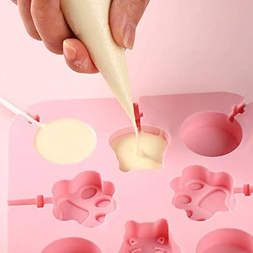 Vista 3 de Molde de fondant en forma de animales creativos, piruleta y pata de gato, molde de silicona para pastel de caramelo de chocolate, herramientas
