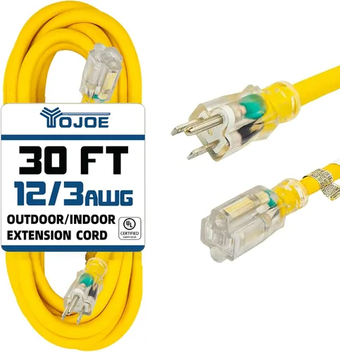 Vista 35 de YOJOE Cable de extensión para interiores y exteriores con extremo iluminado, cable de alimentación de 3 clavijas 15A resistente a la intemperie