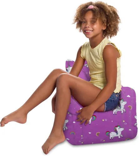 Vista 23 de Posh Creations Puf estructurado cómodo para jugar, leer y ver la televisión, silla Pasadena, lona - Estrellas esbozadas