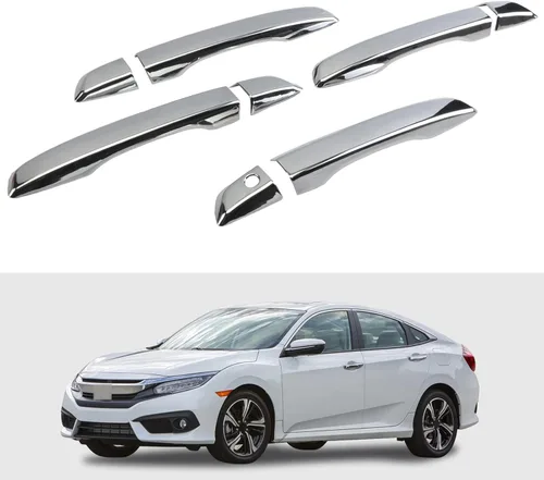 Vista 11 de Cubierta de Manija de Puerta Compatible con Honda Civic de 10ª Generación Sedan Hatchback Coupe Tipo R 2016 2017 2018 2019 2020 2021 Manijas
