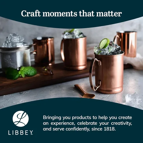 Vista 6 de Libbey Juego de 4 tazas clásicas de cobre de 14 onzas con asa, tazas de cobre para beber té helado, agua y más