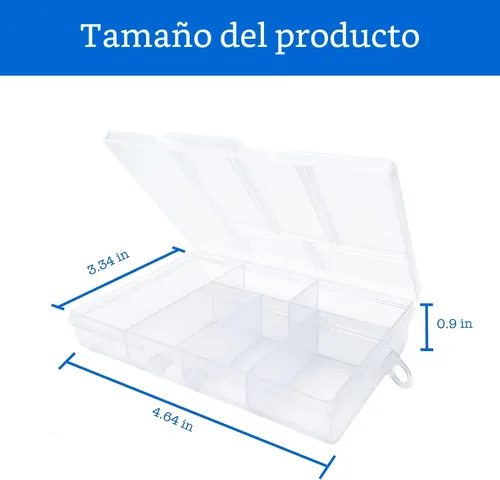 Vista 3 de TeTeBak Caja Organizadora de Plástico con Divisores - 2 PCS Contenedores de Plástico Pequeños con Compartimentos, Caja de Almacenamiento de 6