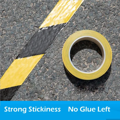 Vista 3 de Cinta adhesiva multiusos, cinta de advertencia negra y amarilla, resistente al desgaste, cinta de marcado de piso de taller de 2 pulgadas x 108 pies