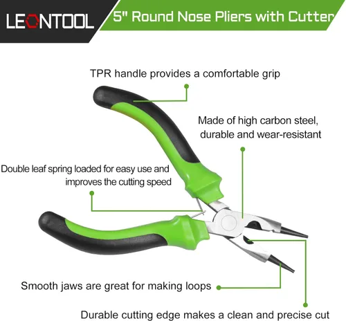 Vista 2 de Alicates de punta redonda de 5 pulgadas, cortador de alambre 3 en 1, mini alicates de precisión de alambre con herramienta de cuentas de joyería