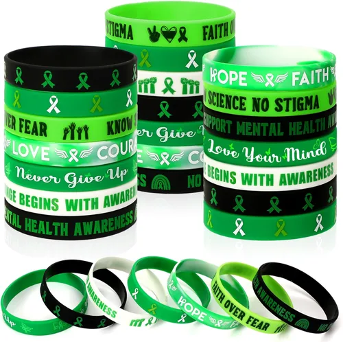Vista 20 de JUNEBRUSHS 42 piezas de accesorios de concientización sobre el cáncer de mama, pulseras de silicona Esperanza Fe Fuerza Coraje, pulseras accesorios
