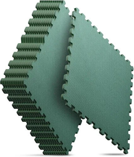 Vista 24 de Tapete de espuma EVA, estilo rompecabezas, baldosas conectables, para equipo de entrenamiento en casa y áreas de juego infantil, 24 x 24 x ½ Marrón