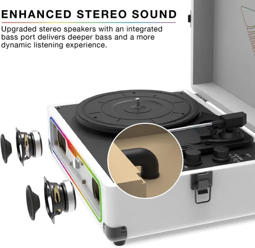 Vista 5 de Victrola Journey Glow - Tocadiscos de maleta con Bluetooth Lightshow Resplandor - Negro