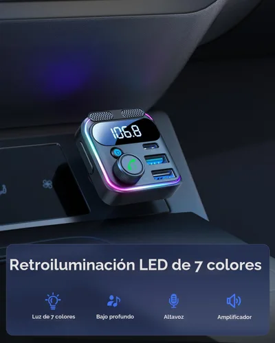 Vista 9 de JOYROOM Adaptador de coche Bluetooth 6.0 Transmisor FM 81W Bluetooth Adaptador de encendedor de cigarrillos [PD45W y QC36W] Carga rápida Dual Mics