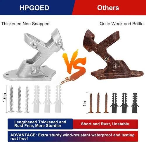 Vista 3 de Soporte para poste de bandera, soporte de poste de bandera para exteriores de casa, soporte de montaje de bandera de metal resistente, soportes