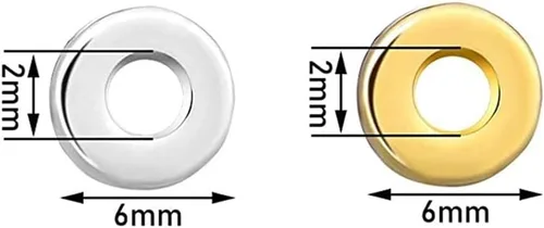 Vista 2 de Amaney 6mm Cuentas espaciadoras planas redondas plateadas y doradas para joyería, pulseras, collares, pendientes, suministros de manualidades DIY