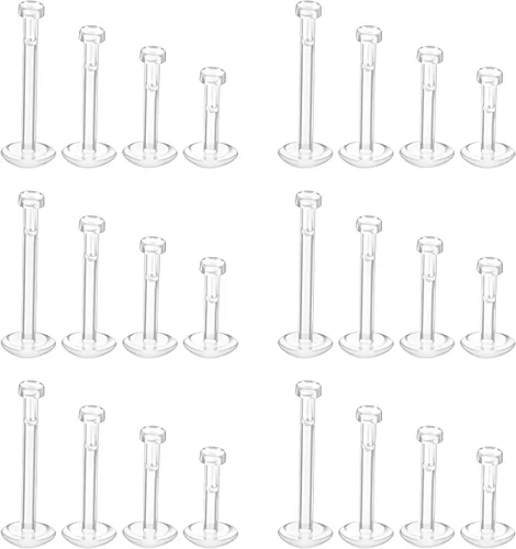 Piercing de nariz de plástico, 28 piezas de joyería transparente para piercing de labio para mujeres y hombres, aretes transparentes para nariz,
