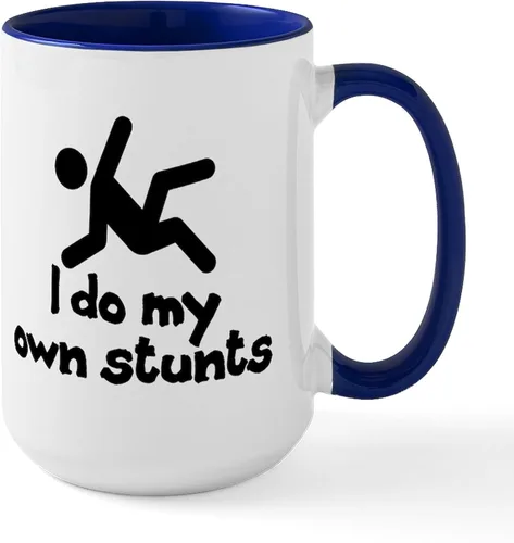 Vista 15 de CafePress I Do My Own Stunts Tazas Taza de café de cerámica de 15 oz (15.0 fl oz)