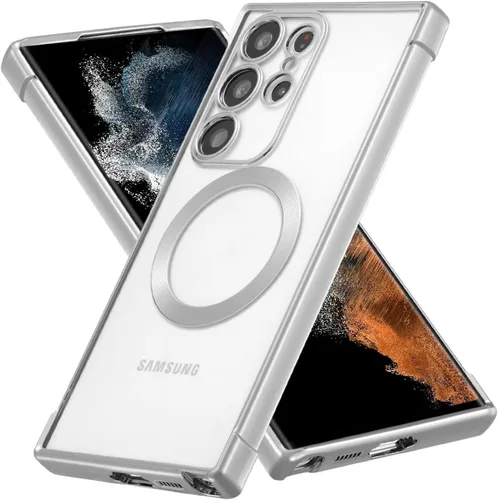Vista 12 de RALEAVO Funda magnética para Samsung Galaxy S21 Ultra Clear [compatible con Magsafe y protección contra caídas de grado militar], transparente, a