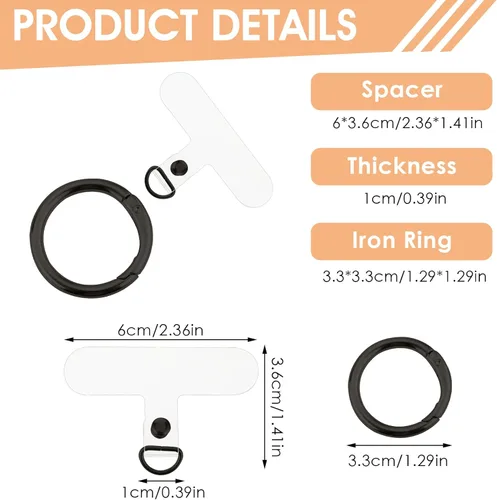 Vista 4 de simarro 6 piezas de cordón para teléfono con 6 anillos de resorte de metal, correa universal para teléfono, conector multifuncional para teléfono