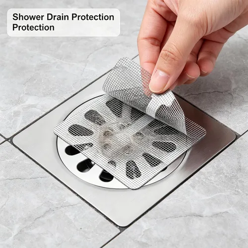 Vista 7 de 30pcs Disposable Shower Drain Hair Catcher Mesh Stickers