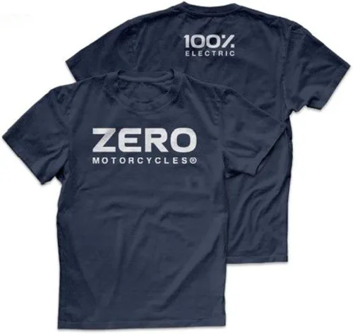 Zero Motorcycles Camiseta con logotipo, color azul marino jaspeado