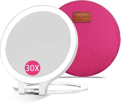 Vista 11 de FASCINATE Espejo de Aumento 10X 1X de Doble Cara con Magnificación Espejo de Tocador para Maquillaje Espejo Iluminado Recargable con 3