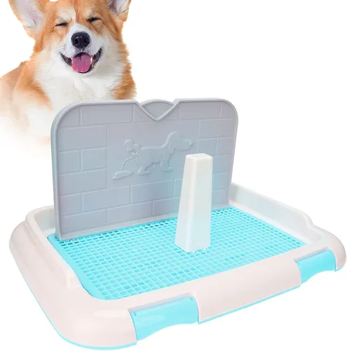 Bandeja para orinal para perros para interiores, bandeja para perros caniches en miniatura, bandeja antideslizante de plástico para orinal para Azul