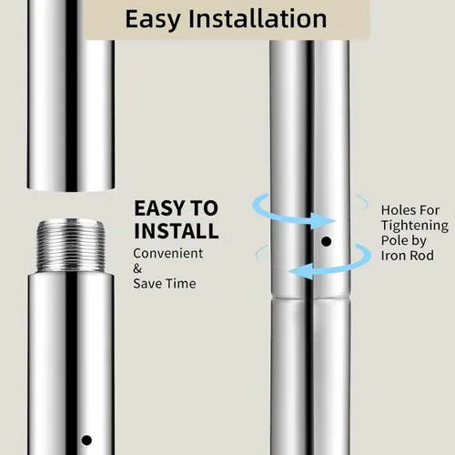 Vista 6 de Extensión de Tubo para Pole Dance de 45mm - Extensión de Tubo de Baile de 125/250/500mm, Fácil de Instalar, Extensión Cromada de Conexión Suave