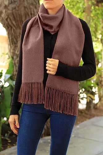 Vista 2 de TINKUY PERU - Lana de alpaca peruana - Unisex tejido flecos cepillado bufanda