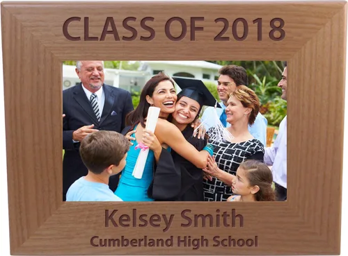 Congratulations Graduate Class Of 2019 2020 2021 2022 – Marco de fotos de madera de aliso natural personalizado – Añade nombre, año, nombre de
