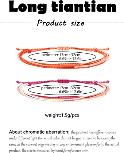 Vista 7 de Brazaletes impermeables de cuerda, para verano, con ola, brazalete para amistad, hecho a mano, para niña