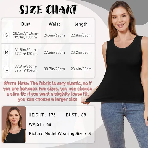 Vista 2 de 3 piezas de camisetas térmicas sin mangas para mujer, ropa interior de forro polar, suave, sin mangas, chaleco de capa base cálida