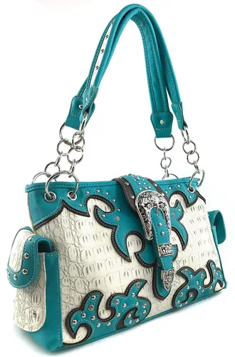 Vista 2 de Justin West Bolso de hombro oculto con hebilla de cocodrilo occidental