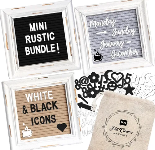 Vista 8 de Tablero de letras pequeñas [Juego de 3] Mini tablero de letras y símbolos de fieltro, adorables accesorios de anuncio de bebé o tablero de anuncios